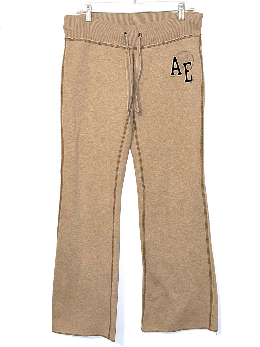 American Eagle Outfitters Y2K Wide Leg Fleece Sweatpants Light Brown Size Small